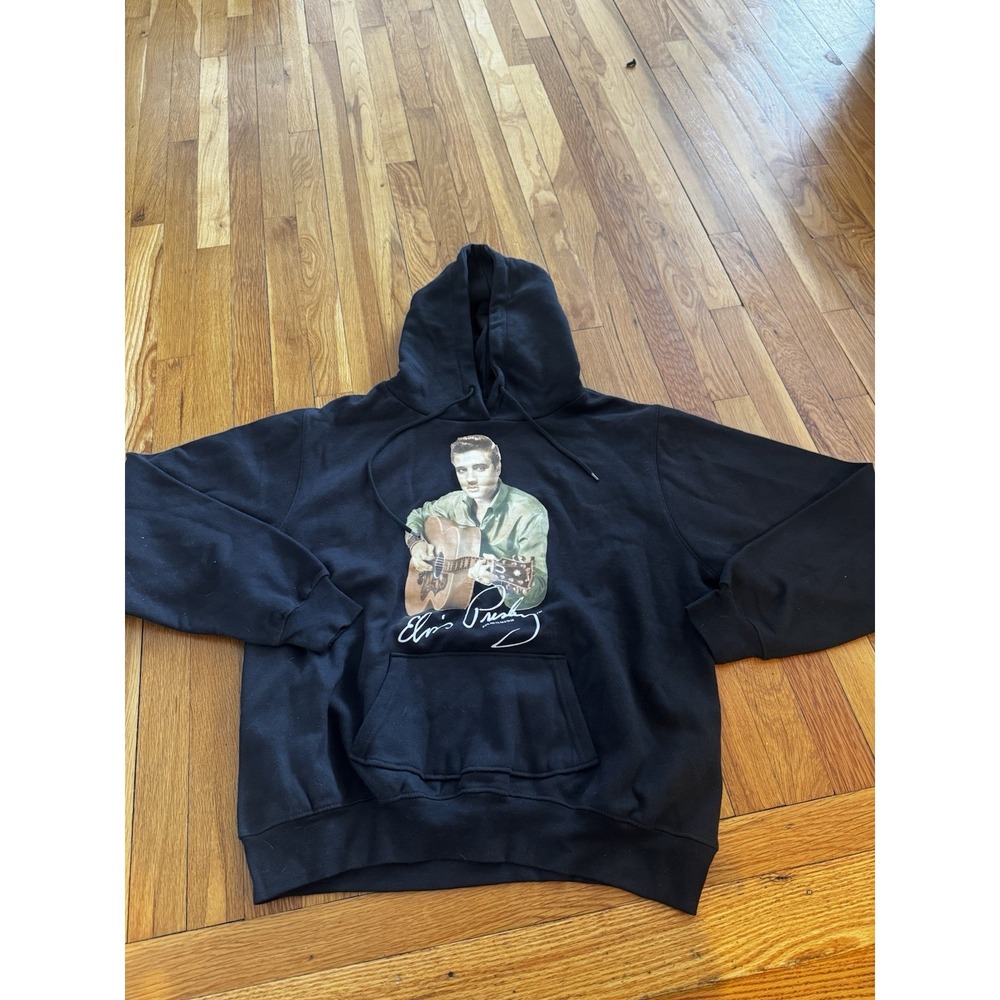 Vintage Elvis Presley Official Black Hoodie Guitar Photo EPE Pullover Adult XL